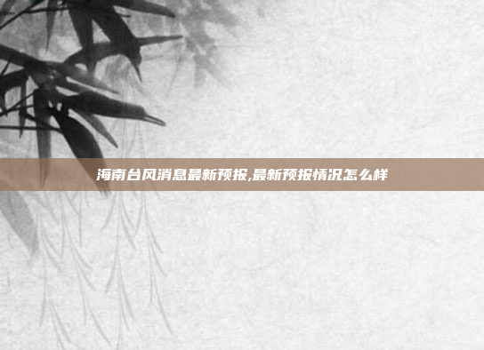 海南台风消息最新预报,最新预报情况怎么样