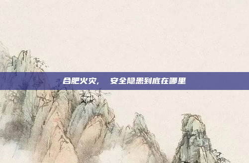 合肥火灾,  安全隐患到底在哪里
