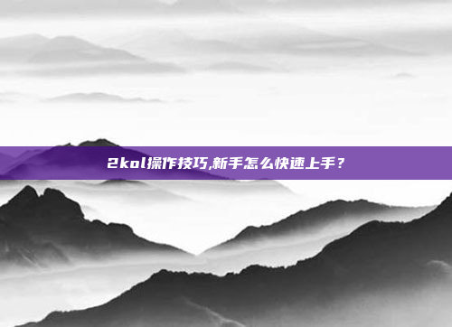 2kol操作技巧,新手怎么快速上手?