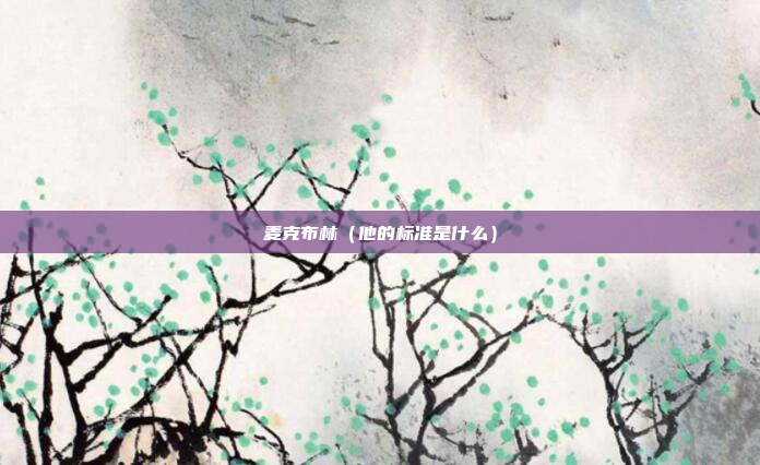麦克布林（他的标准是什么）