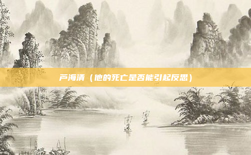 芦海清(他的死亡是否能引起反思)