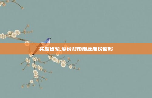 买超出轨,爱情和婚姻还能挽回吗