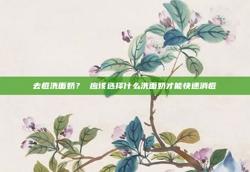 去痘洗面奶? 应该选择什么洗面奶才能快速消痘