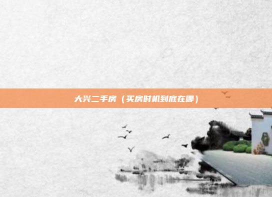 大兴二手房(买房时机到底在哪)