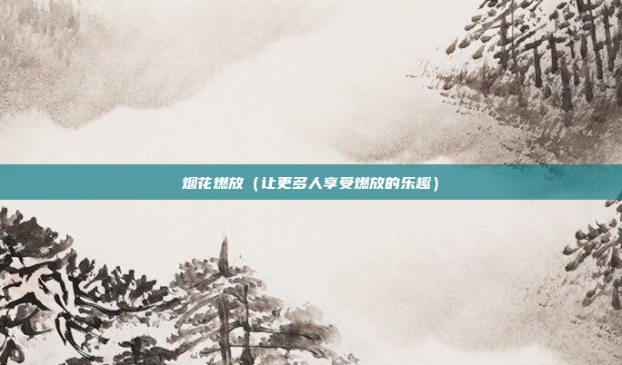 烟花燃放(让更多人享受燃放的乐趣)
