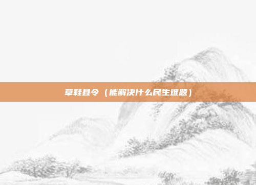 草鞋县令（能解决什么民生难题）