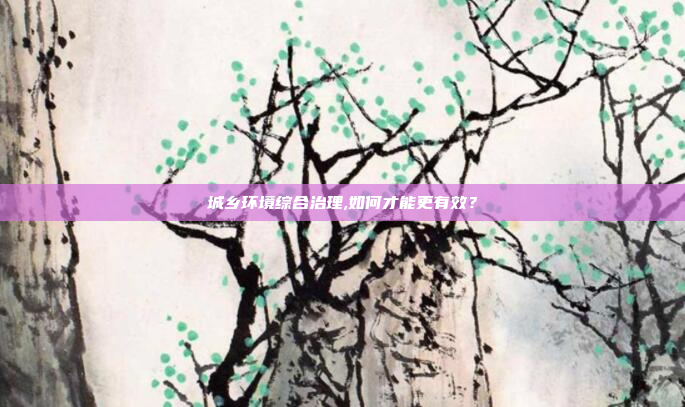 城乡环境综合治理,如何才能更有效？