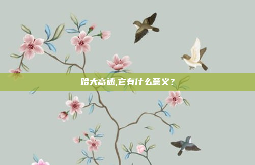 哈大高速,它有什么意义?