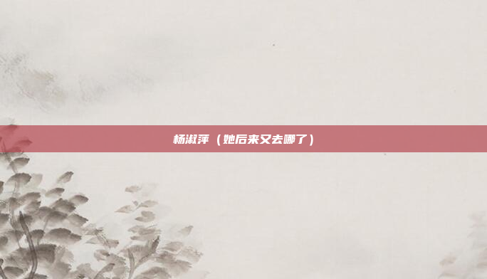 杨淑萍（她后来又去哪了）