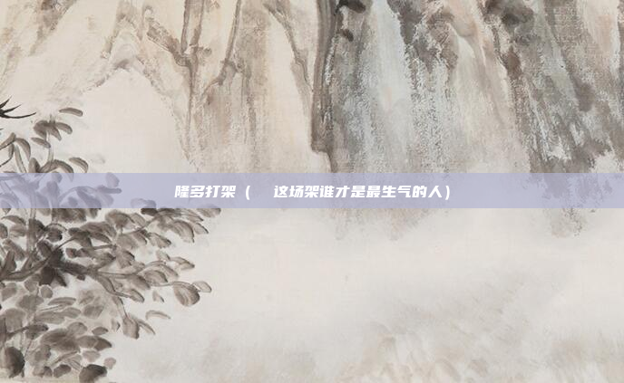 隆多打架(  这场架谁才是最生气的人)