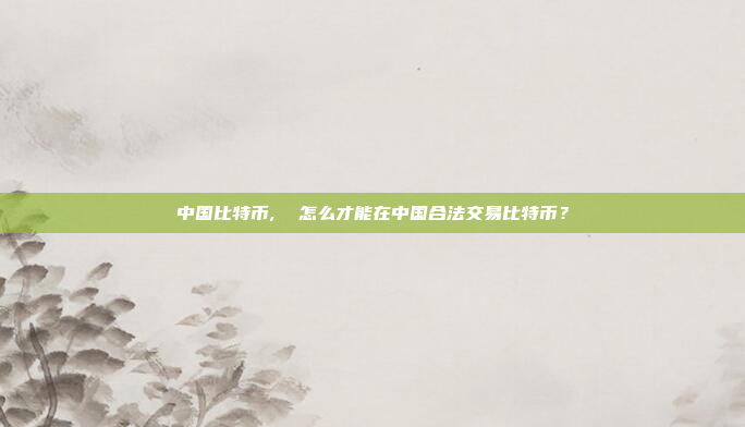 中国比特币,  怎么才能在中国合法交易比特币？