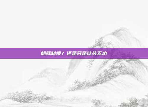朝鲜制裁？还是只是徒劳无功