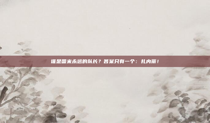 谁是国米永远的队长?答案只有一个:扎内蒂!