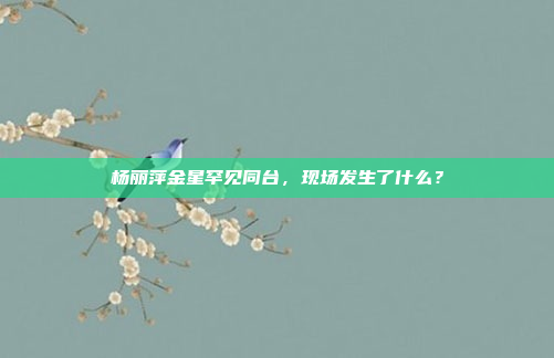 杨丽萍金星罕见同台，现场发生了什么？