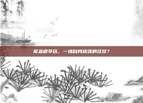 紧急避孕药,一场自我放逐的狂欢?