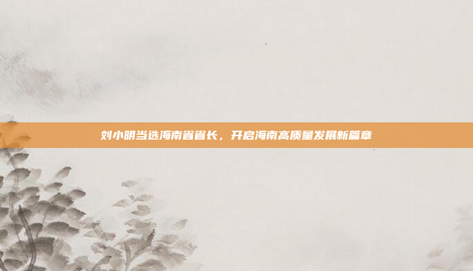 刘小明当选海南省省长,开启海南高质量发展新篇章