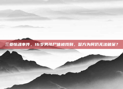 三亚惊魂事件,16岁男孩尸体被找到,警方为何仍无法破案?