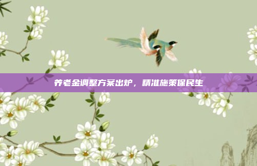 养老金调整方案出炉,精准施策保民生