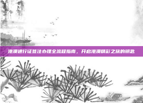 港澳通行证签注办理全流程指南,开启港澳精彩之旅的钥匙