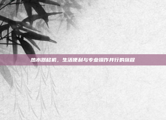热水器移机,生活便利与专业操作并行的旅程