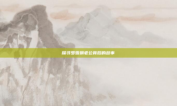探寻罗雪娟老公背后的故事