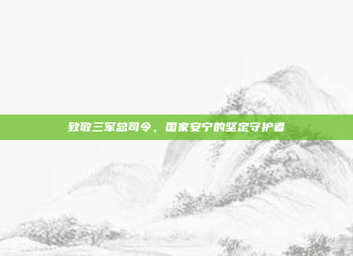 致敬三军总司令，国家安宁的坚定守护者