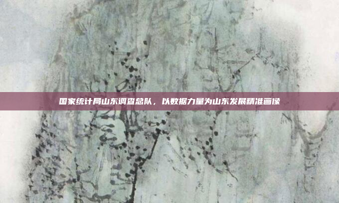 国家统计局山东调查总队,以数据力量为山东发展精准画像