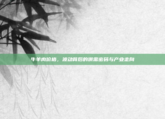 牛羊肉价格，波动背后的供需密码与产业走向