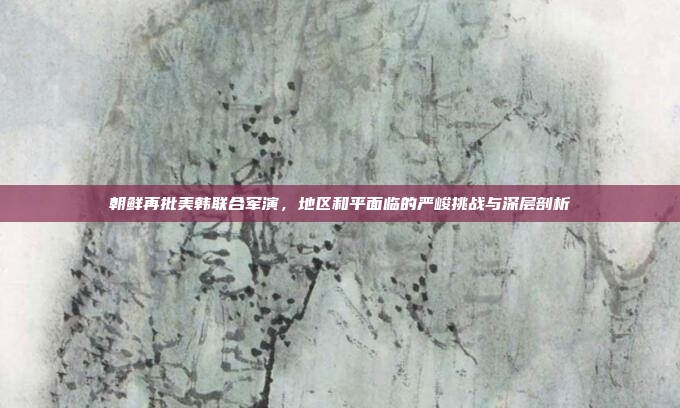 朝鲜再批美韩联合军演,地区和平面临的严峻挑战与深层剖析