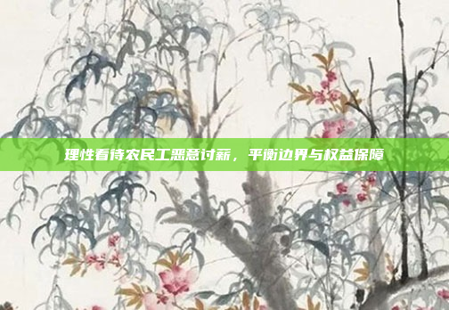 理性看待农民工恶意讨薪,平衡边界与权益保障