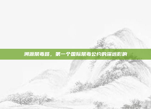 溯源禁毒路，第一个国际禁毒公约的深远影响
