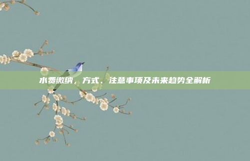 水费缴纳,方式、注意事项及未来趋势全解析