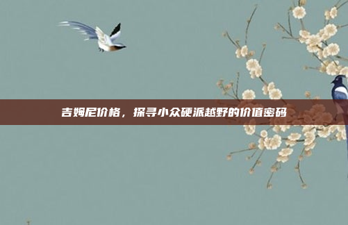 吉姆尼价格，探寻小众硬派越野的价值密码
