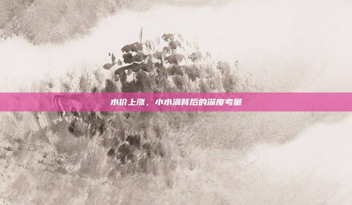 水价上涨，小水滴背后的深度考量