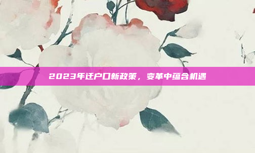 2023年迁户口新政策，变革中蕴含机遇