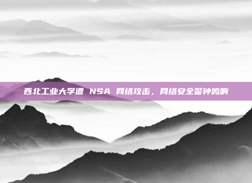 西北工业大学遭 NSA 网络攻击,网络安全警钟鸣响 西北工业大学遭 NSA 网络攻击,网络安全警钟鸣响