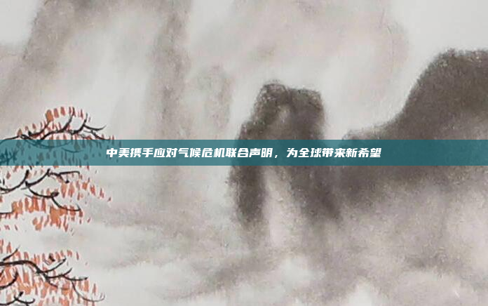 中美携手应对气候危机联合声明，为全球带来新希望