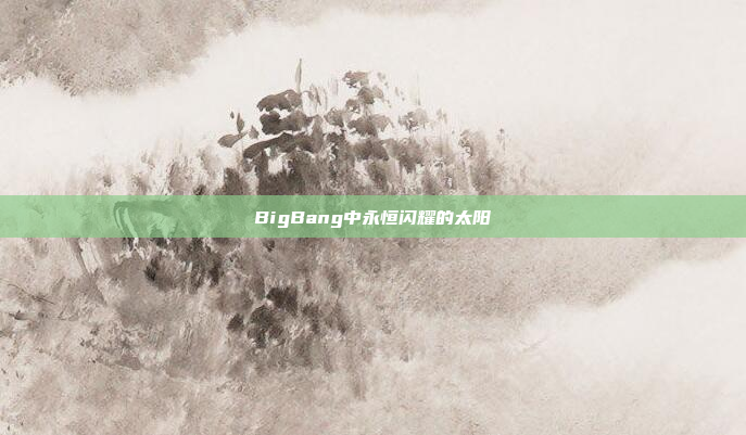 BigBang中永恒闪耀的太阳 BigBang中永恒闪耀的太阳