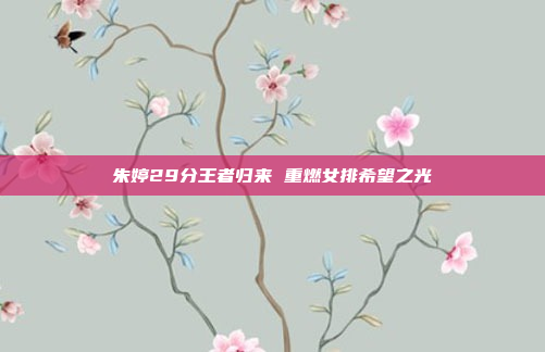 朱婷29分王者归来 重燃女排希望之光