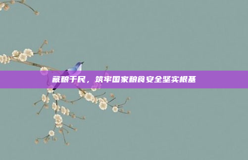 藏粮于民，筑牢国家粮食安全坚实根基