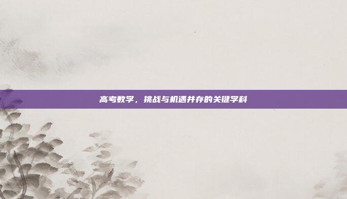高考数学，挑战与机遇并存的关键学科