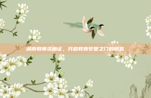 湖南教师资格证，开启教育梦想之门的钥匙