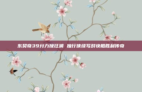 东契奇39分力挽狂澜 独行侠续写对快船胜利传奇