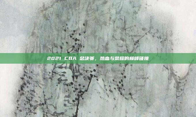 2021 CBA 总决赛，热血与荣耀的巅峰碰撞