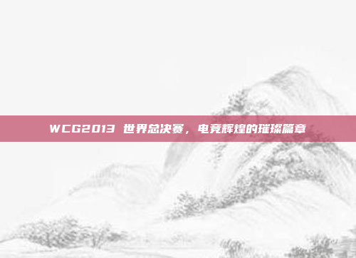WCG2013 世界总决赛，电竞辉煌的璀璨篇章