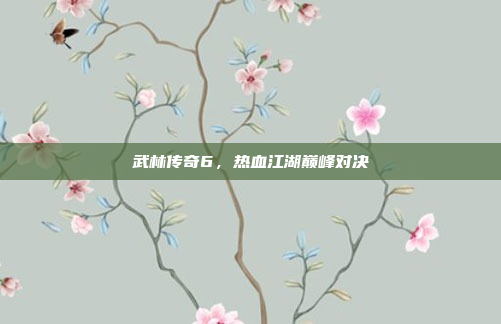 武林传奇6，热血江湖巅峰对决
