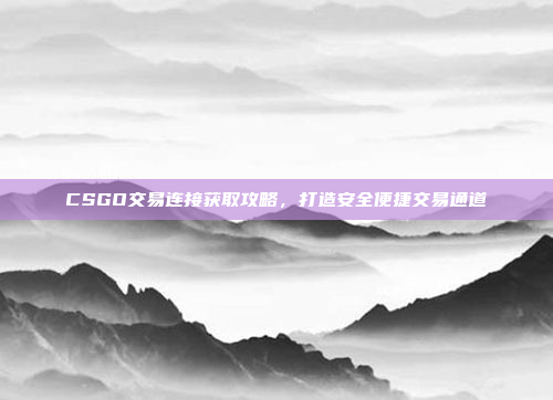 CSGO交易连接获取攻略，打造安全便捷交易通道