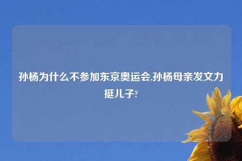 孙杨为什么不参加东京奥运会,孙杨母亲发文力挺儿子?