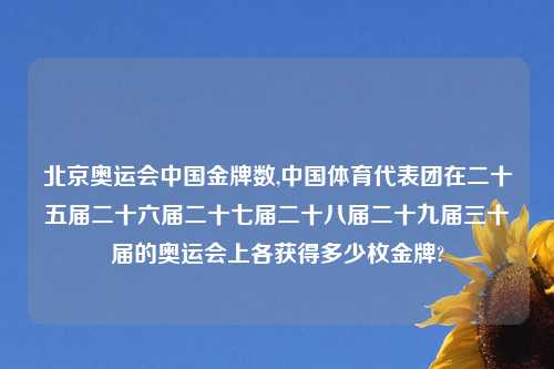 北京奥运会中国金牌数,中国体育代表团在二十五届二十六届二十七届二十八届二十九届三十届的奥运会上各获得多少枚金牌?