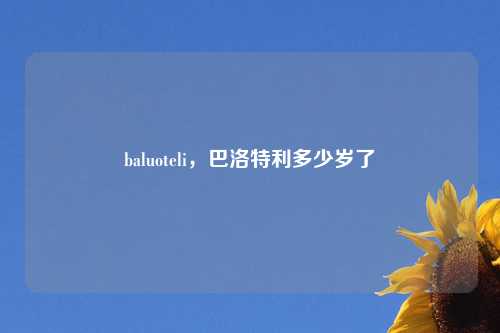 baluoteli,巴洛特利多少岁了